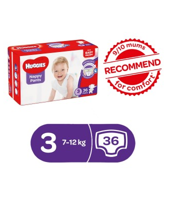 HUGGIES NAPPY PANTS SIZE 3 (36 pants) 7-12kg